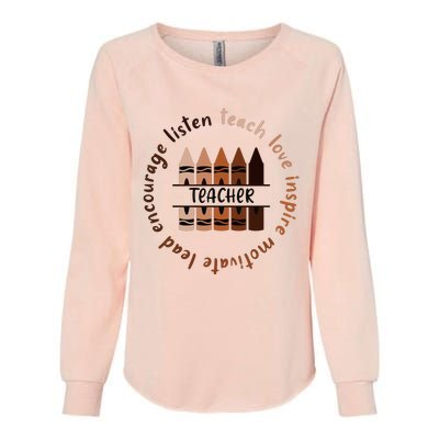 Teach Love Inspire Teacher Melanin Black History Month Womens California Wash Sweatshirt