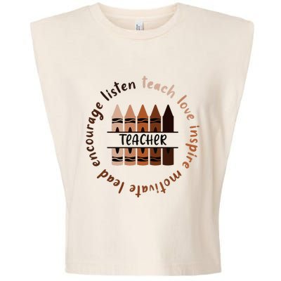 Teach Love Inspire Teacher Melanin Black History Month Garment-Dyed Women's Muscle Tee