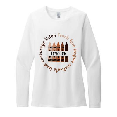 Teach Love Inspire Teacher Melanin Black History Month Womens CVC Long Sleeve Shirt