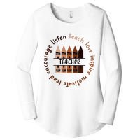 Teach Love Inspire Teacher Melanin Black History Month Women's Perfect Tri Tunic Long Sleeve Shirt