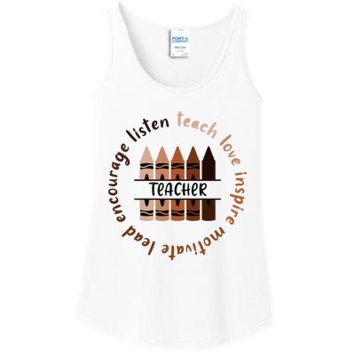 Teach Love Inspire Teacher Melanin Black History Month Ladies Essential Tank