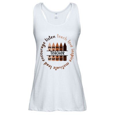 Teach Love Inspire Teacher Melanin Black History Month Ladies Essential Flowy Tank