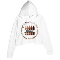 Teach Love Inspire Teacher Melanin Black History Month Crop Fleece Hoodie