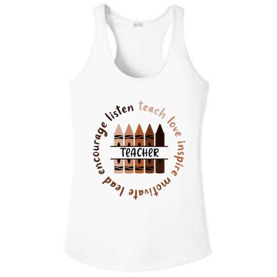 Teach Love Inspire Teacher Melanin Black History Month Ladies PosiCharge Competitor Racerback Tank