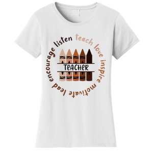 Teach Love Inspire Teacher Melanin Black History Month Women's T-Shirt