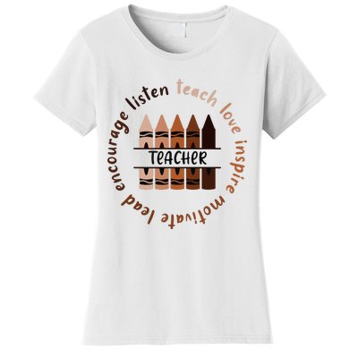 Teach Love Inspire Teacher Melanin Black History Month Women's T-Shirt