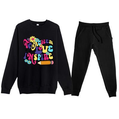 Teach Love Inspire Teacher Life Teacher Back To School Motivation For Teacher Premium Crewneck Sweatsuit Set