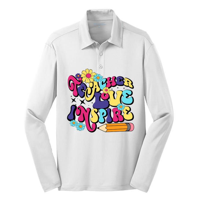 Teach Love Inspire Teacher Life Teacher Back To School Motivation For Teacher Silk Touch Performance Long Sleeve Polo