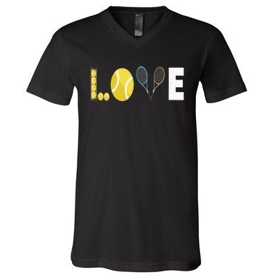 Tennis Love I Tennis Racket Tennis Ball Tennis Player Sport V-Neck T-Shirt