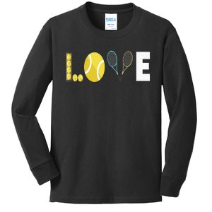 Tennis Love I Tennis Racket Tennis Ball Tennis Player Sport Kids Long Sleeve Shirt