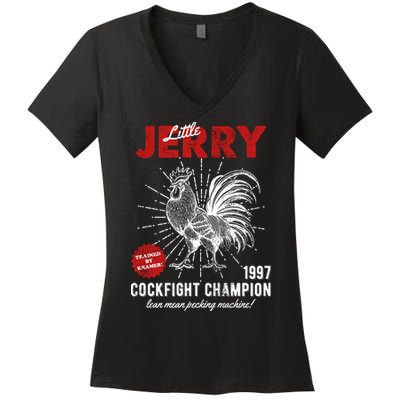 The Little Jerry Cockfight Champion Vintage Women's V-Neck T-Shirt