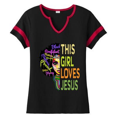 This Loves Jesus Gift African Christian Faith Gift Ladies Halftime Notch Neck Tee