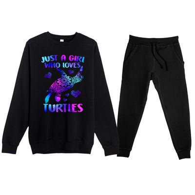 Turtle Lover Just A Girl Who Loves Turtles Turtle Watercolor Sea Ocean Premium Crewneck Sweatsuit Set