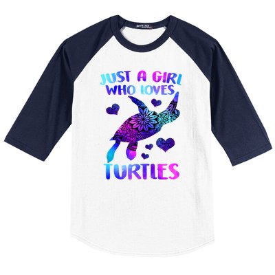 Turtle Lover Just A Girl Who Loves Turtles Turtle Watercolor Sea Ocean Baseball Sleeve Shirt