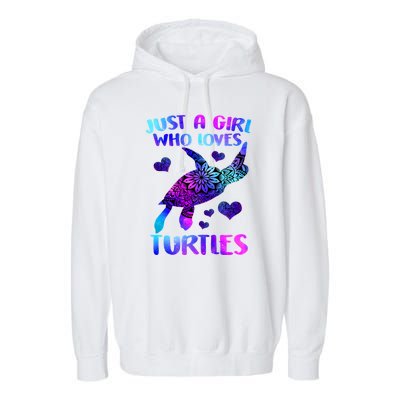 Turtle Lover Just A Girl Who Loves Turtles Turtle Watercolor Sea Ocean Garment-Dyed Fleece Hoodie