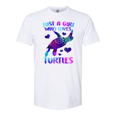 Turtle Lover Just A Girl Who Loves Turtles Turtle Watercolor Sea Ocean Softstyle CVC T-Shirt