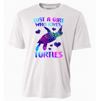 Turtle Lover Just A Girl Who Loves Turtles Turtle Watercolor Sea Ocean Cooling Performance Crew T-Shirt