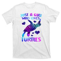 Turtle Lover Just A Girl Who Loves Turtles Turtle Watercolor Sea Ocean T-Shirt