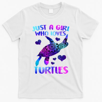 Turtle Lover Just A Girl Who Loves Turtles Turtle Watercolor Sea Ocean T-Shirt