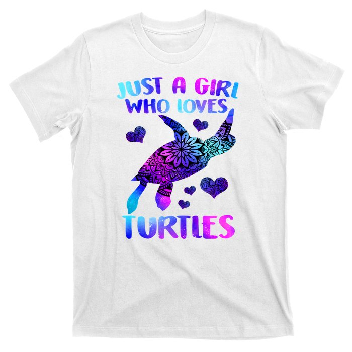 Turtle Lover Just A Girl Who Loves Turtles Turtle Watercolor Sea Ocean T-Shirt