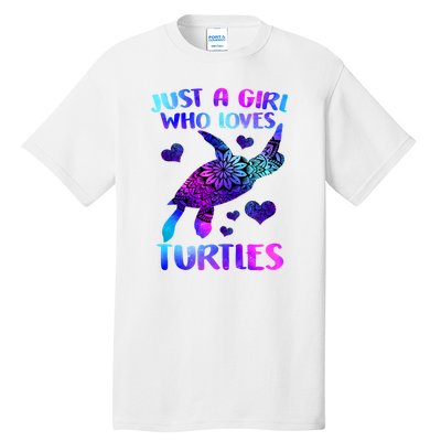 Turtle Lover Just A Girl Who Loves Turtles Turtle Watercolor Sea Ocean Tall T-Shirt