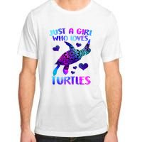 Turtle Lover Just A Girl Who Loves Turtles Turtle Watercolor Sea Ocean Adult ChromaSoft Performance T-Shirt