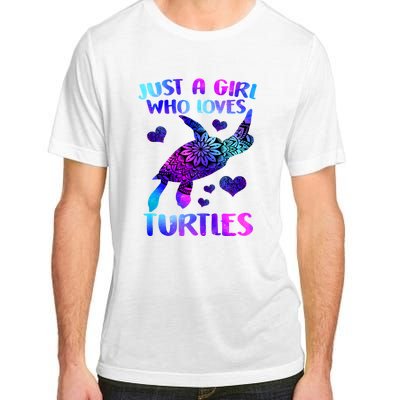 Turtle Lover Just A Girl Who Loves Turtles Turtle Watercolor Sea Ocean Adult ChromaSoft Performance T-Shirt