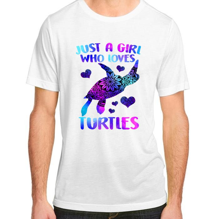 Turtle Lover Just A Girl Who Loves Turtles Turtle Watercolor Sea Ocean Adult ChromaSoft Performance T-Shirt