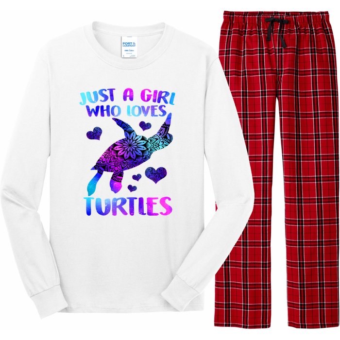 Turtle Lover Just A Girl Who Loves Turtles Turtle Watercolor Sea Ocean Long Sleeve Pajama Set