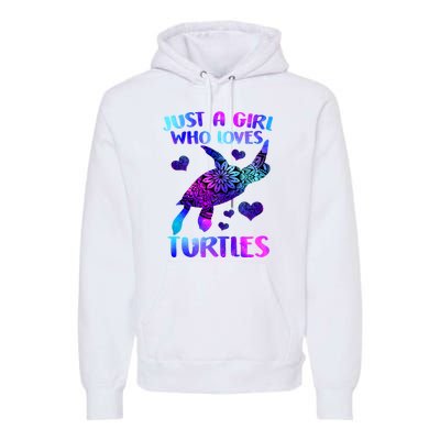 Turtle Lover Just A Girl Who Loves Turtles Turtle Watercolor Sea Ocean Premium Hoodie