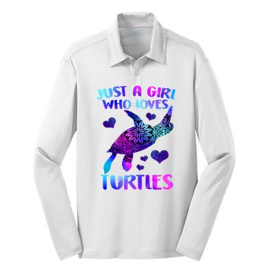 Turtle Lover Just A Girl Who Loves Turtles Turtle Watercolor Sea Ocean Silk Touch Performance Long Sleeve Polo