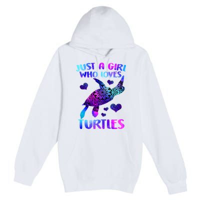 Turtle Lover Just A Girl Who Loves Turtles Turtle Watercolor Sea Ocean Premium Pullover Hoodie