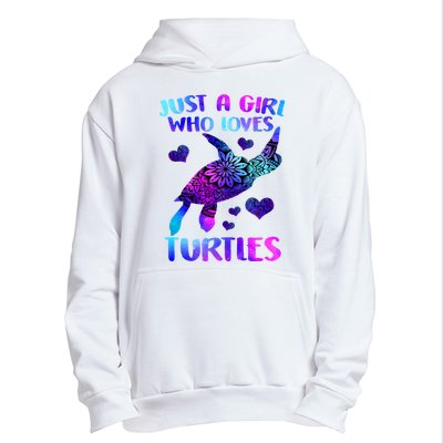 Turtle Lover Just A Girl Who Loves Turtles Turtle Watercolor Sea Ocean Urban Pullover Hoodie