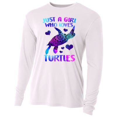 Turtle Lover Just A Girl Who Loves Turtles Turtle Watercolor Sea Ocean Cooling Performance Long Sleeve Crew