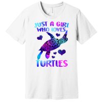 Turtle Lover Just A Girl Who Loves Turtles Turtle Watercolor Sea Ocean Premium T-Shirt