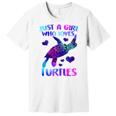 Turtle Lover Just A Girl Who Loves Turtles Turtle Watercolor Sea Ocean Premium T-Shirt