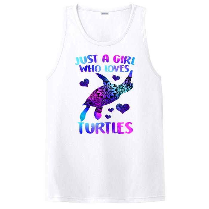 Turtle Lover Just A Girl Who Loves Turtles Turtle Watercolor Sea Ocean PosiCharge Competitor Tank