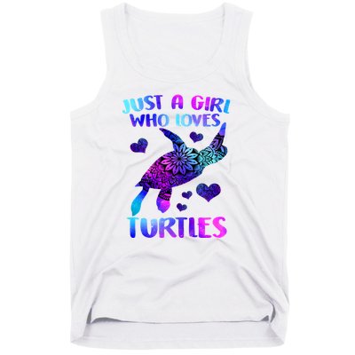 Turtle Lover Just A Girl Who Loves Turtles Turtle Watercolor Sea Ocean Tank Top