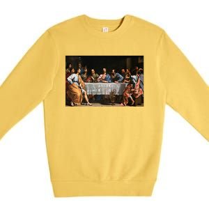 The Lord Jesus Christ With 12 Apostles On The Lords Supper Premium Crewneck Sweatshirt