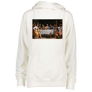 The Lord Jesus Christ With 12 Apostles On The Lords Supper Womens Funnel Neck Pullover Hood