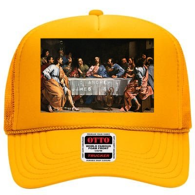 The Lord Jesus Christ With 12 Apostles On The Lords Supper High Crown Mesh Back Trucker Hat