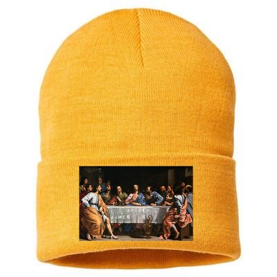 The Lord Jesus Christ With 12 Apostles On The Lords Supper Sustainable Knit Beanie