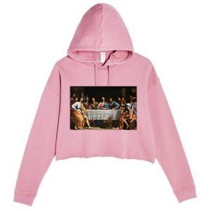 The Lord Jesus Christ With 12 Apostles On The Lords Supper Crop Fleece Hoodie