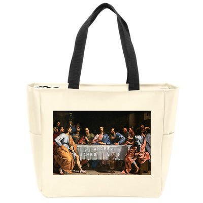 The Lord Jesus Christ With 12 Apostles On The Lords Supper Zip Tote Bag