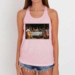 The Lord Jesus Christ With 12 Apostles On The Lords Supper Women's Knotted Racerback Tank