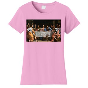 The Lord Jesus Christ With 12 Apostles On The Lords Supper Women's T-Shirt