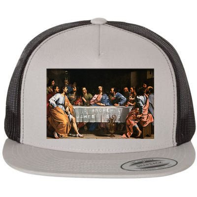 The Lord Jesus Christ With 12 Apostles On The Lords Supper Flat Bill Trucker Hat