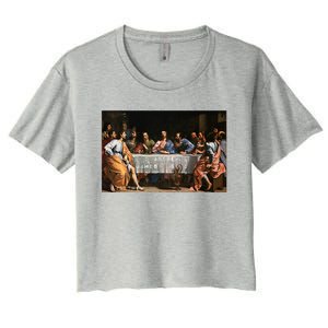 The Lord Jesus Christ With 12 Apostles On The Lords Supper Women's Crop Top Tee