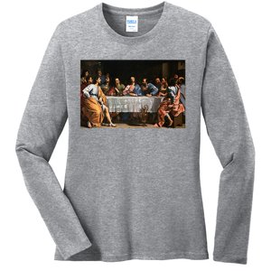 The Lord Jesus Christ With 12 Apostles On The Lords Supper Ladies Long Sleeve Shirt