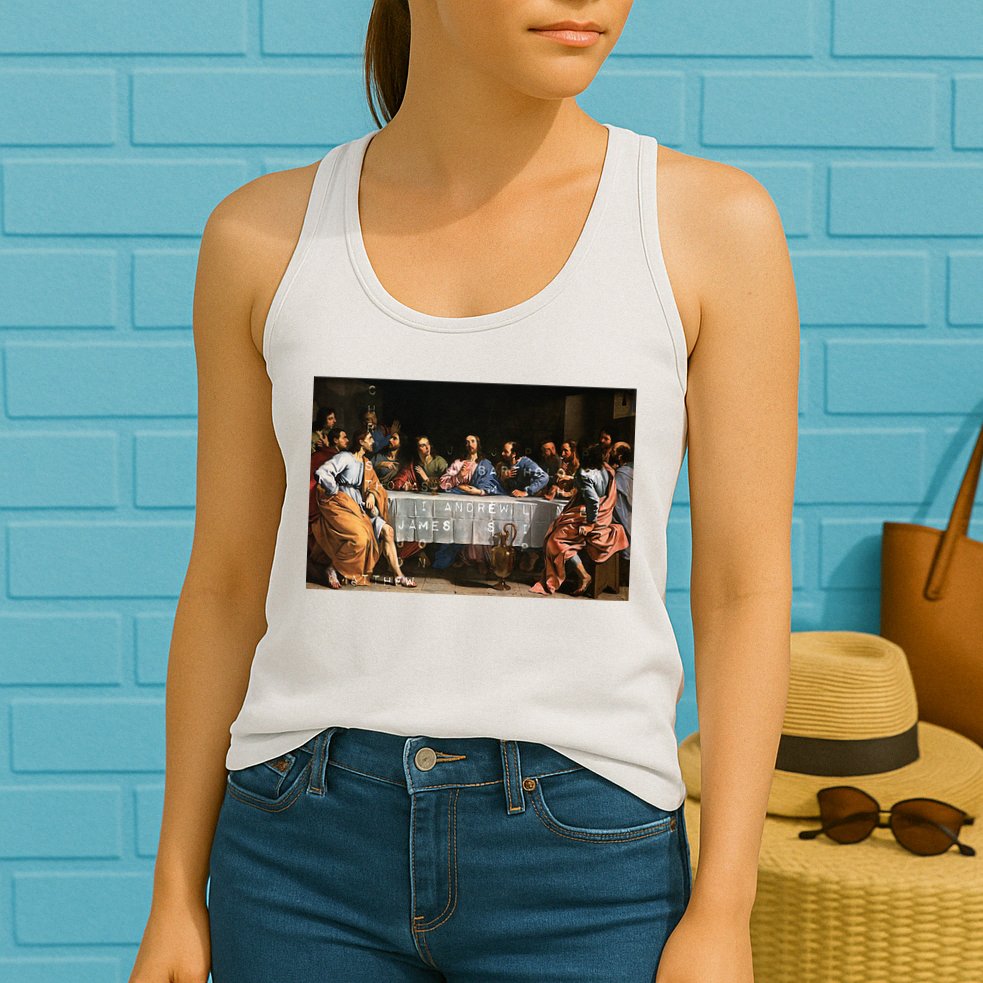 The Lord Jesus Christ With 12 Apostles On The Lords Supper Womens Tank Top
